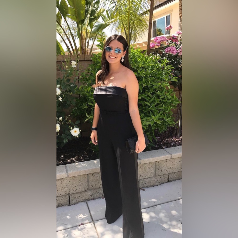 Ralph Lauren Tuxedo-Striped Strapless Silk Cady Jumpsuit